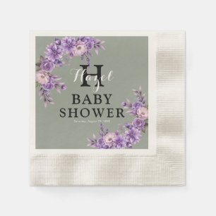 Elegant Pink Floral Coined Cocktail Paper Napkin