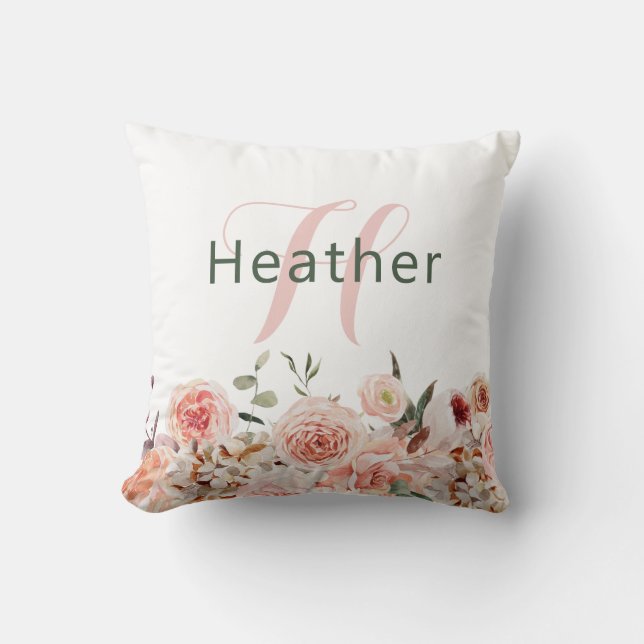 Elegant Pink Floral Cushion (Front)