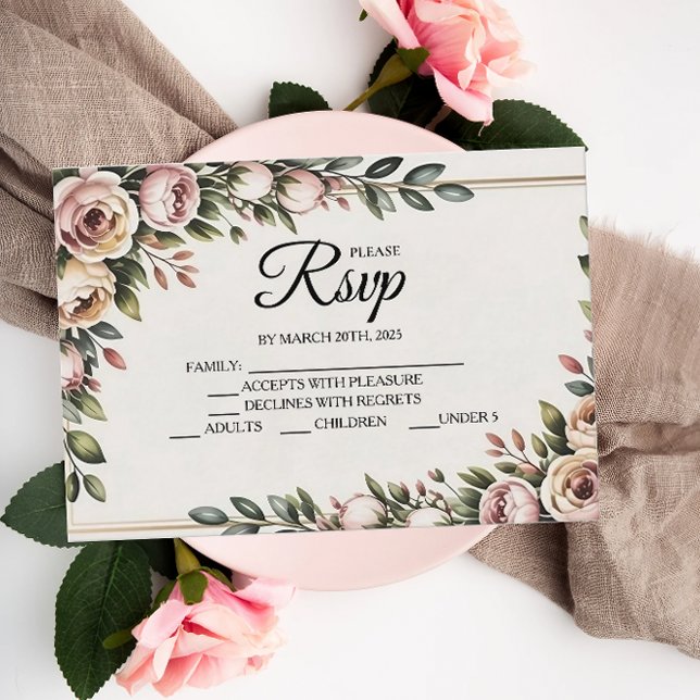 Elegant Pink Floral Designer RSVP Cards (Creator Uploaded)
