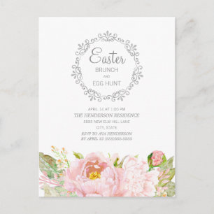 Elegant Pink Floral Easter Brunch Egg Hunt Postcard