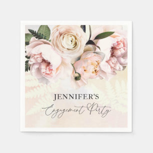 Elegant Pink Floral Engagement  Party Paper Napkin