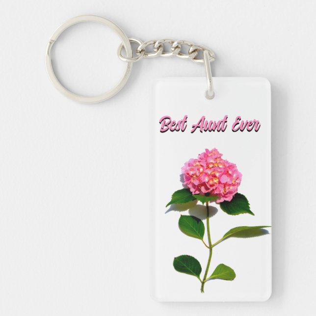 Elegant pink floral flower hydrangea best Aunt  Key Ring (Front)