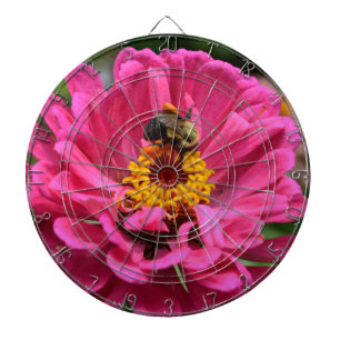 Elegant pink floral flower mum daisy honeybee dartboard
