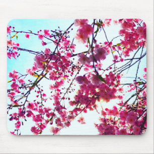 Elegant Pink floral flowers Cherry blossoms Mouse Pad