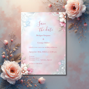 Elegant Pink Floral Frame Soft Pastel Glow wedding Invitation