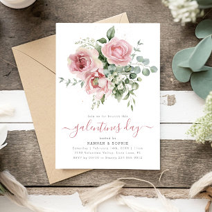 Elegant Pink Floral Galentines Day Invitation