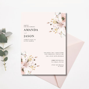 Elegant Pink Floral Garden Wedding Invitation