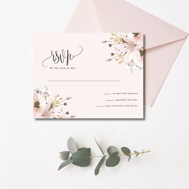 Elegant Pink Floral Garden Wedding RSVP Card (Elegant Pink Floral Garden Wedding RSVP Card)