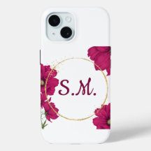 Elegant Pink Floral Gold Circle Phone Case