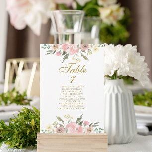 Elegant Pink Floral Gold Wedding Seating Chart