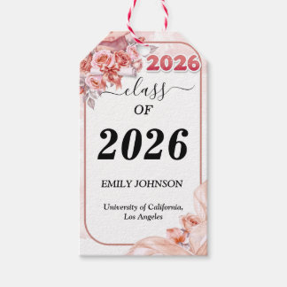 Elegant Pink Floral Graduation Gift Tags