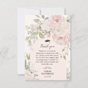 Elegant Pink Floral Graduation Thank You Card
