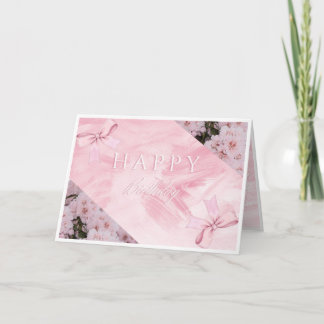 Elegant Pink Floral Happy Birthday Card