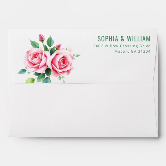 Elegant Pink Floral Illustration Envelope (Back (Top Flap))