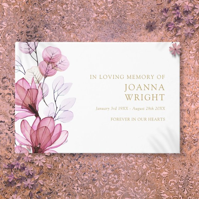 Elegant Pink Floral In Loving Memory Funeral Guest Book (Elegant Pink Floral In Loving Memory Funeral Guest Book)