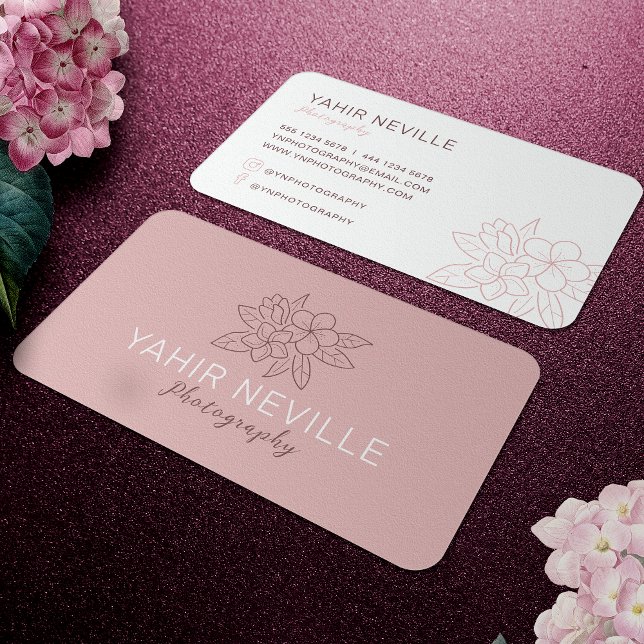 Elegant Pink Floral Logo Business Card (Creator Uploaded)