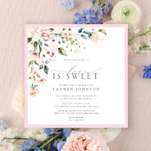 Elegant Pink Floral Love Is Sweet Bridal Shower Invitation