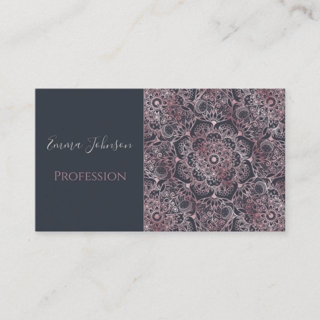 Elegant Pink Floral Mandala Design Business Card (Front)