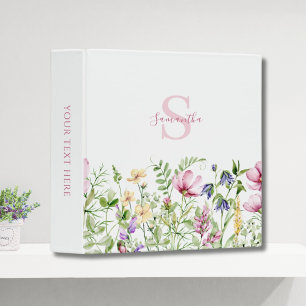 Elegant Pink Floral Meadow Personalised 3 Ring Binder