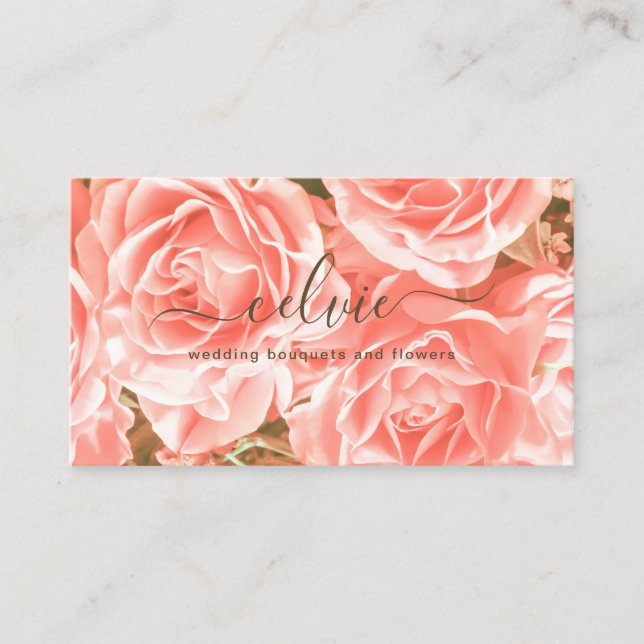 Elegant Pink Floral Minimalist | Business Card (Front)