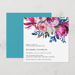 Elegant Pink Floral Modern Bridal Shower Invitation
