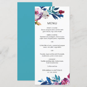 Elegant Pink Floral Modern Wedding Menu
