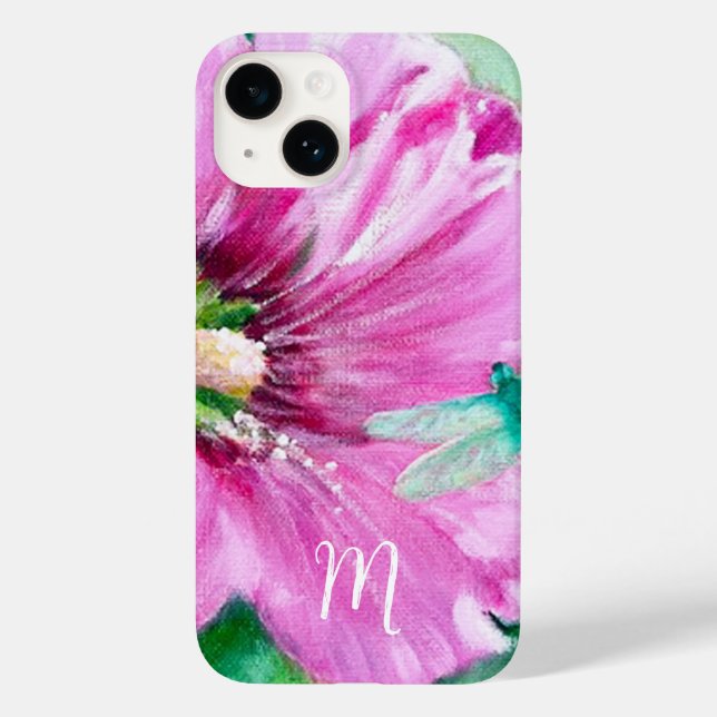 Elegant Pink Floral Monogram Case-Mate iPhone Case (Back)