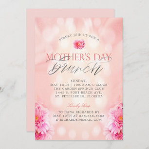 Elegant Pink Floral Mother's Day Brunch Invitation