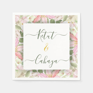 Elegant pink floral napkin