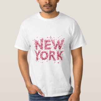 Elegant Pink Floral New York Custom T-Shirt