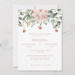 Elegant Pink Floral No Parent Wedding Invitation