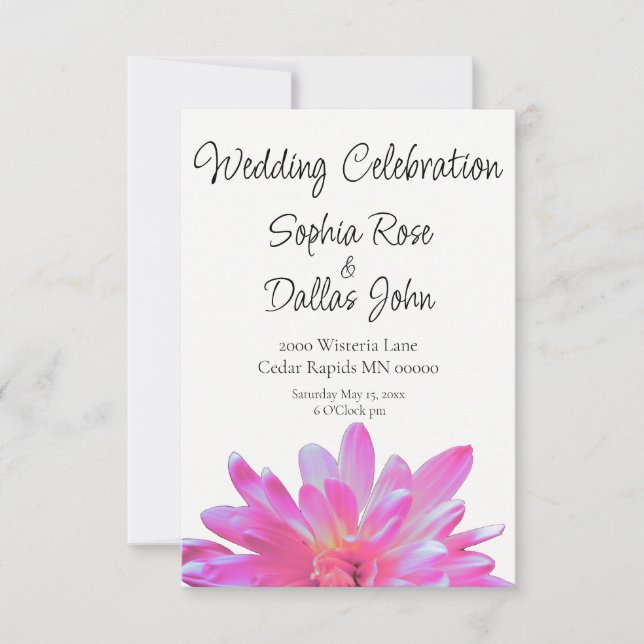 Elegant pink floral oink daisy invitation (Front)