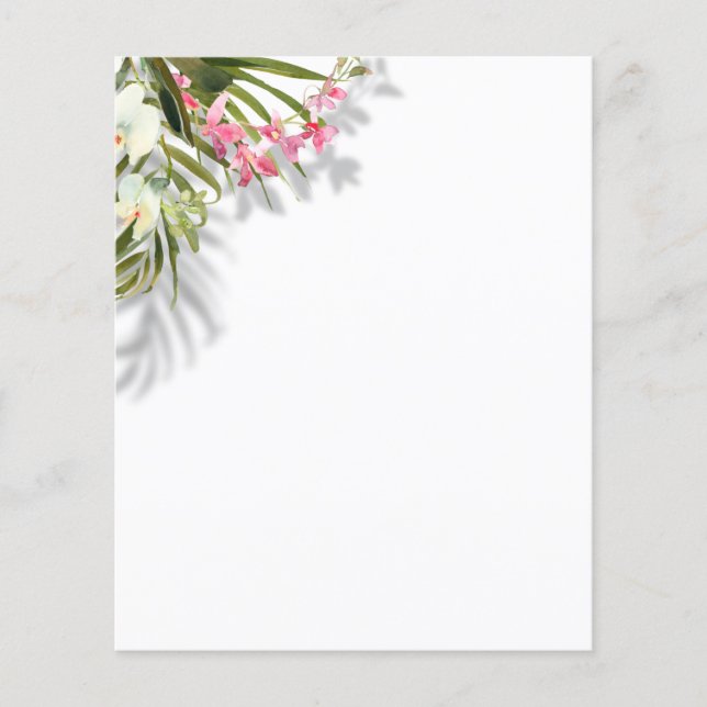 Elegant Pink Floral Palms Shadows Beach Wedding (Front)