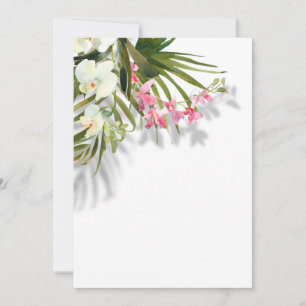 Elegant Pink Floral Palms Shadows Beach Wedding Invitation