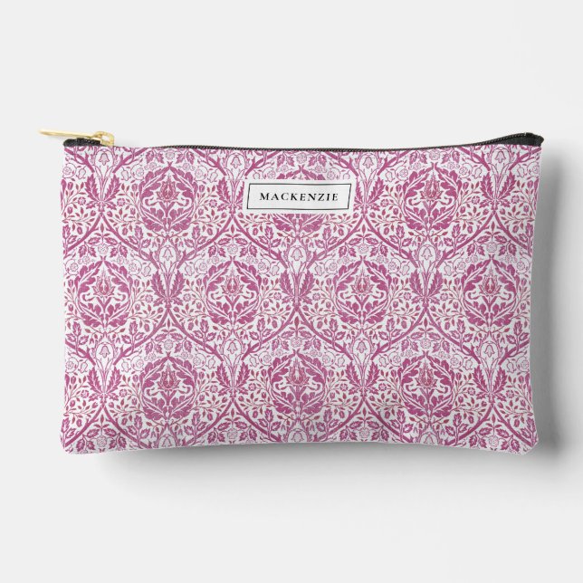 Elegant Pink Floral Pattern Accessory Pouch (Front)