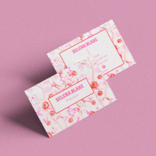 Elegant Pink Floral Pattern Modern & Trendy Business Card