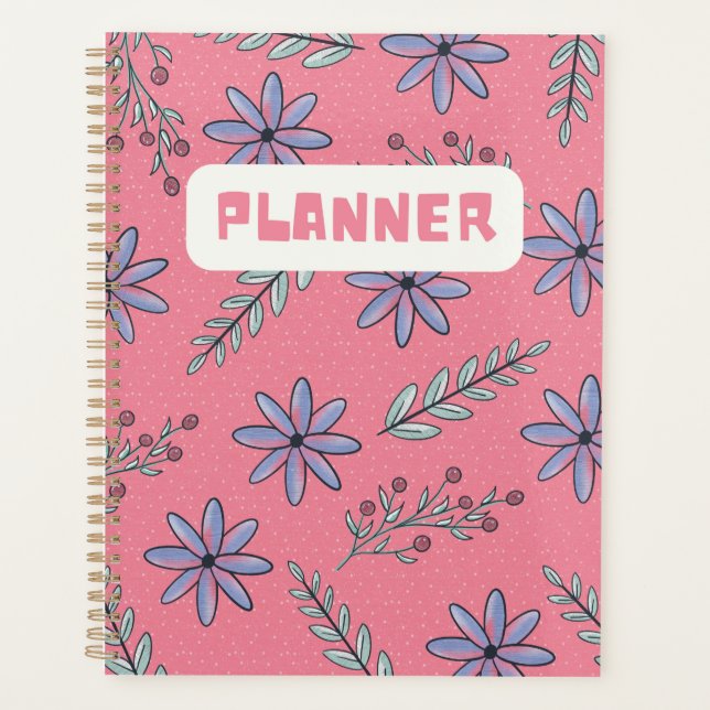Elegant Pink Floral Pattern Planner  (Front)