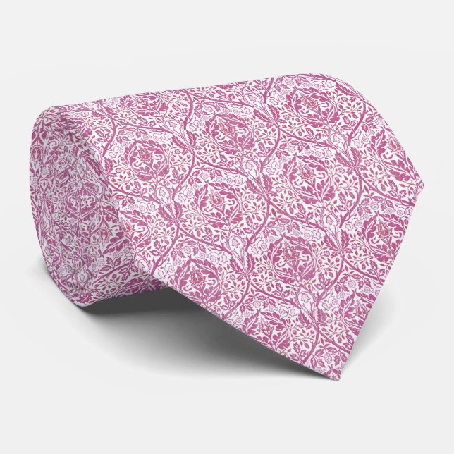 Elegant Pink Floral Pattern Tie (Rolled)