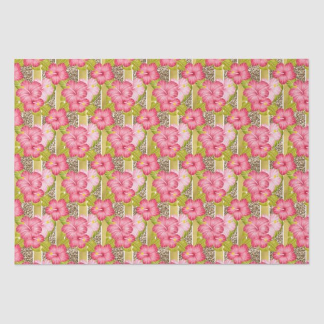 Elegant pink floral pattern Wedding tissue paper (Front)