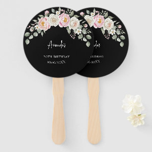 Elegant Pink Floral Personalized Hand Fan Favor