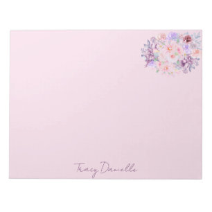 Elegant Pink Floral Personalized Notepad