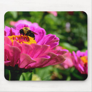 Elegant pink floral pink flower cute bumblebee bee mouse pad