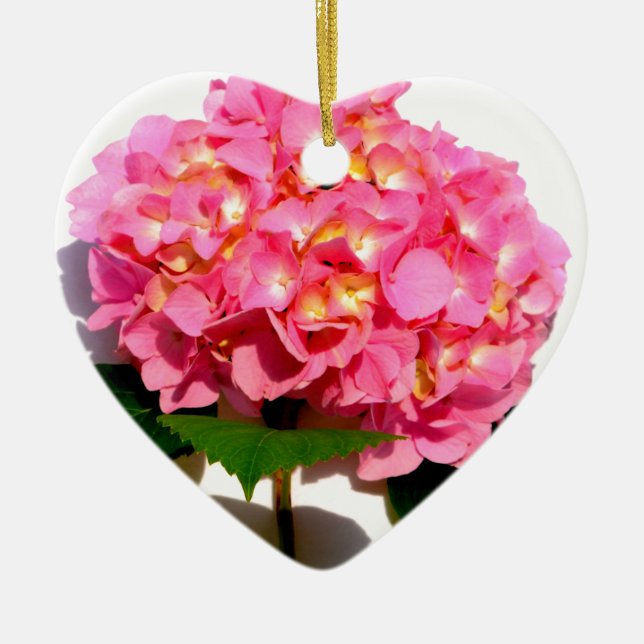 Elegant pink floral pink hydrangea  ceramic ornament (Front)