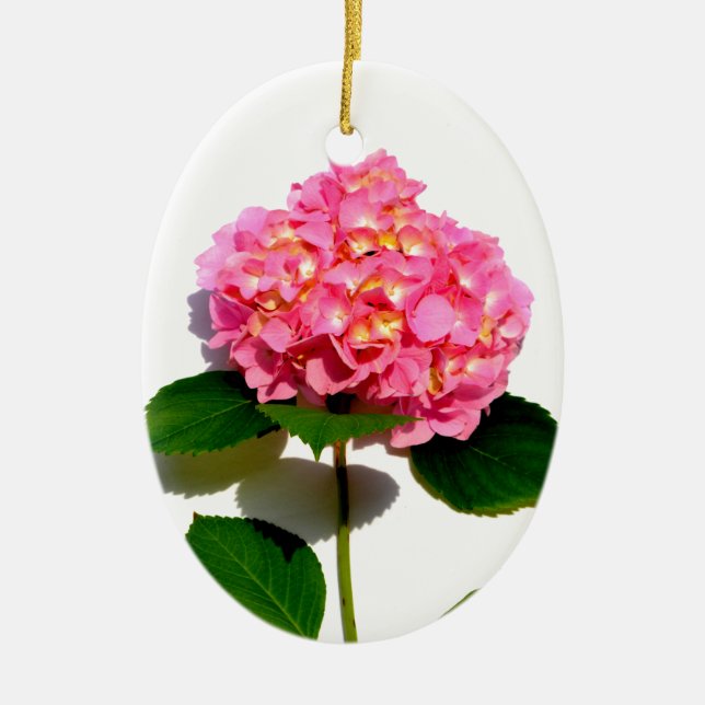 Elegant pink floral pink hydrangea  ceramic tree decoration (Front)