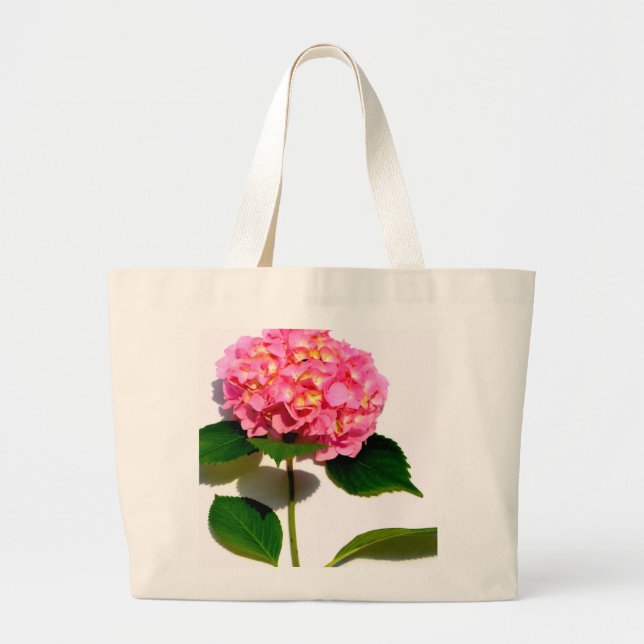 Elegant pink floral pink hydrangea  large tote bag (Front)