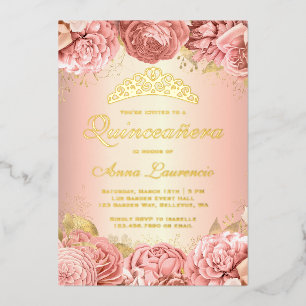 Elegant Pink Floral Quinceanera 15th Birthday