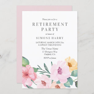 Elegant Pink Floral Retirement Party Invitation