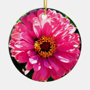 Elegant pink floral retro pink daisy  ceramic ornament