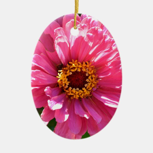 Elegant pink floral retro pink daisy  ceramic tree decoration (Front)