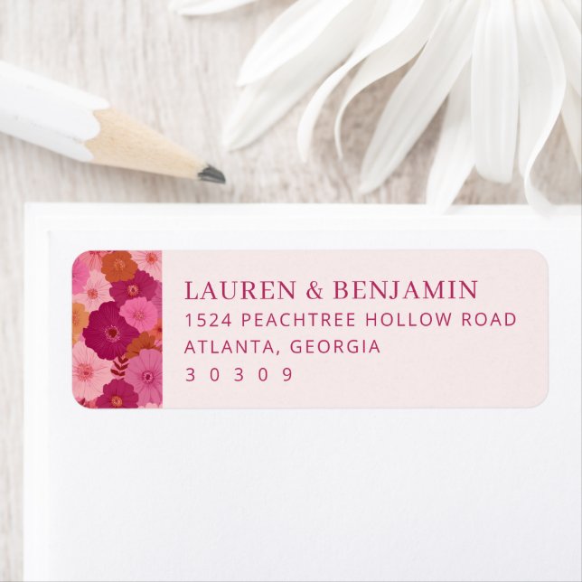 Elegant Pink Floral Return Address Label (Insitu)